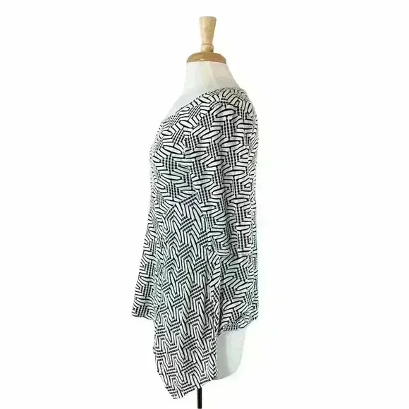 Niche Nilgun Derman Shirt Medium Women's Black & White Handkerchief Texture Boho - Picture 3 of 5